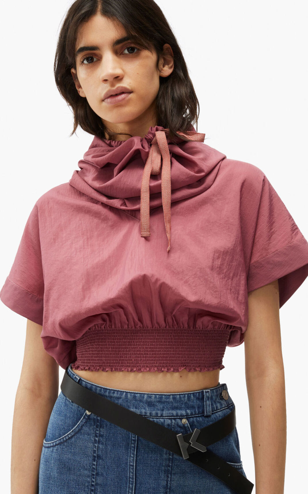 Kenzo Hooded crop top T-shirts Dame - Sort DK-911949